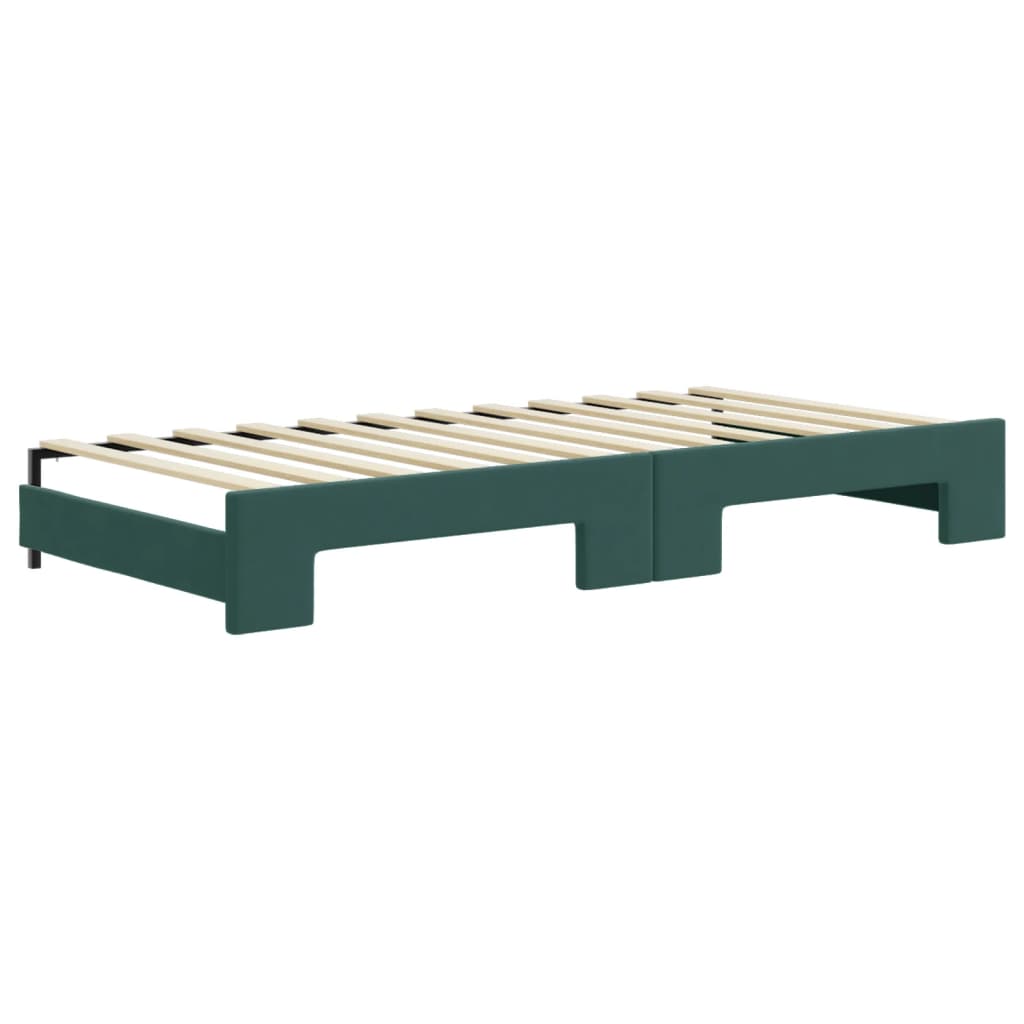 Divano Letto Estraibile Cassetti Verde Scuro 90x200cm Velluto