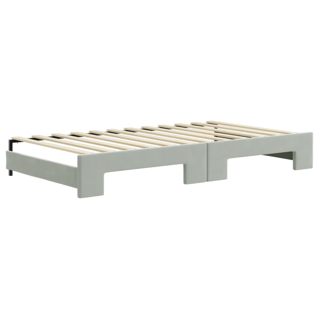 Divano Letto Estraibile Cassetti Grigio Chiaro 100x200 Velluto - homemem39