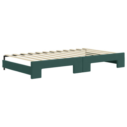 Divano Letto Estraibile Cassetti Verde Scuro 100x200cm Velluto - homemem39