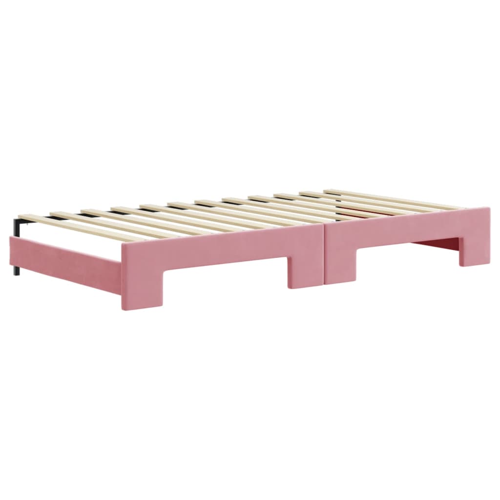 Divano Letto Estraibile con Cassetti Rosa 100x200 cm Velluto - homemem39