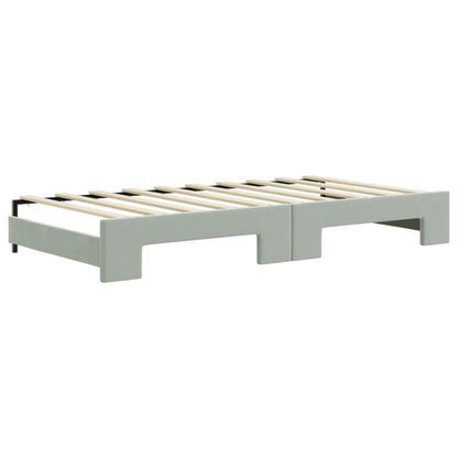Divano Letto Estraibile Cassetti Grigio Chiaro 90x190cm Velluto