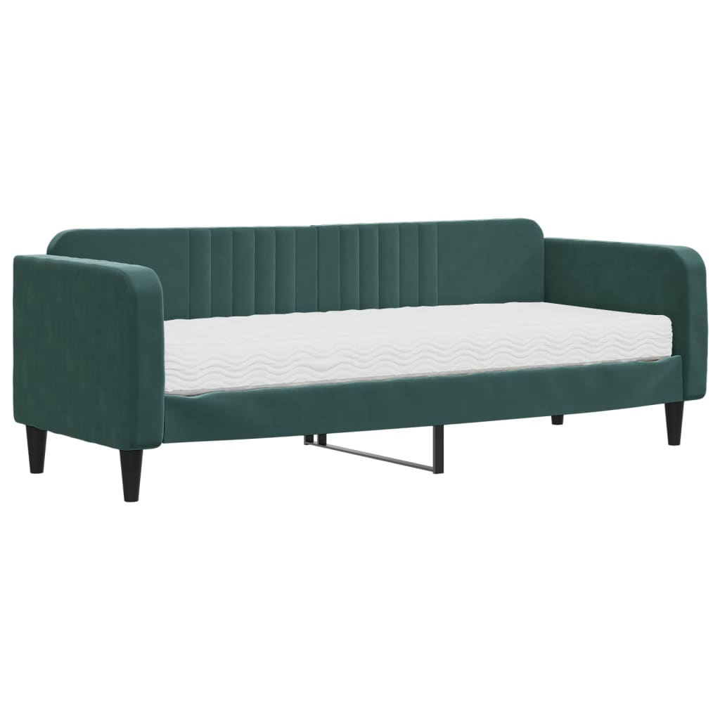 Divano Letto con Materasso Verde Scuro 80x200 cm in Velluto - homemem39