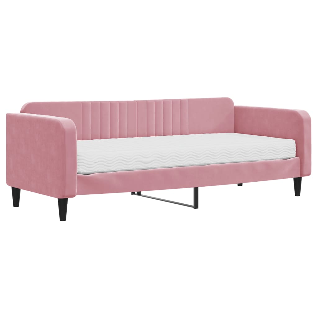 Divano Letto con Materasso Rosa 90x200 cm in Velluto - homemem39