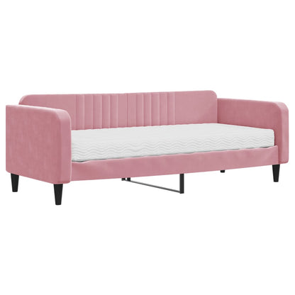 Divano Letto con Materasso Rosa 90x200 cm in Velluto - homemem39
