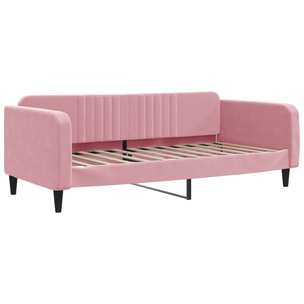 Divano Letto con Materasso Rosa 90x200 cm in Velluto - homemem39