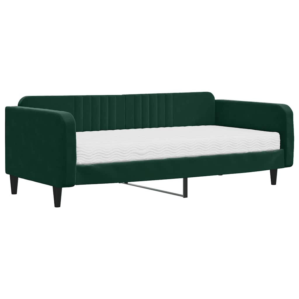Divano Letto con Materasso Verde Scuro 100x200 cm in Velluto | homemem39