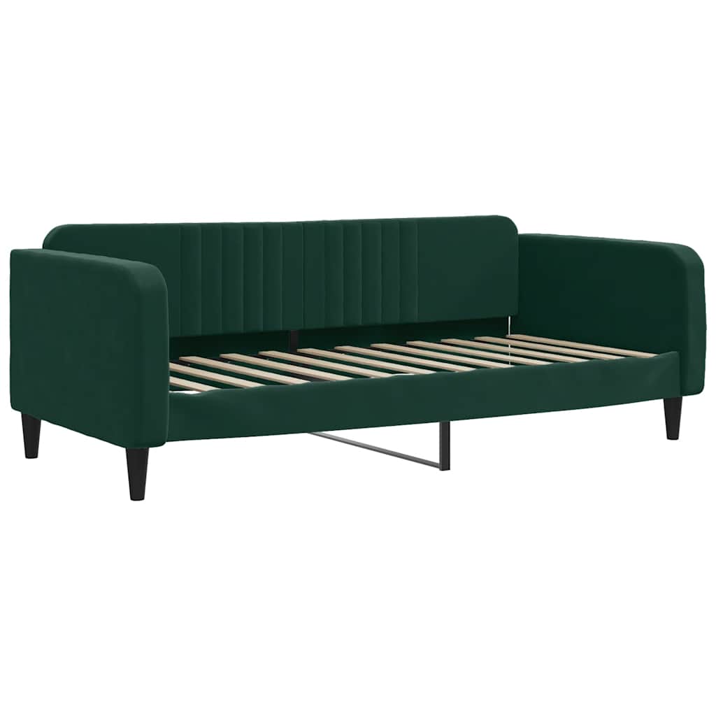 Divano Letto con Materasso Verde Scuro 100x200 cm in Velluto | homemem39