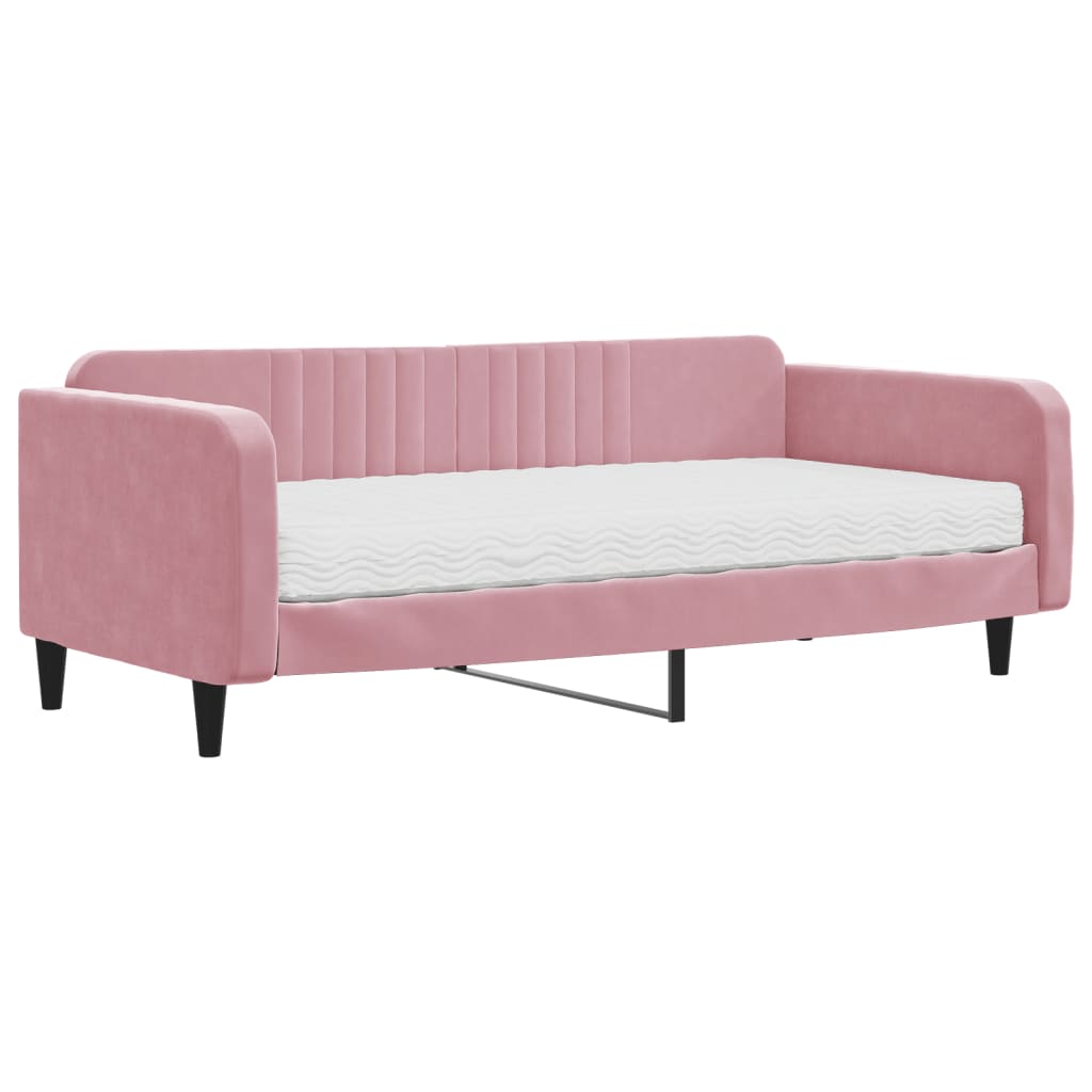 Divano Letto con Materasso Rosa 100x200 cm in Velluto | homemem39