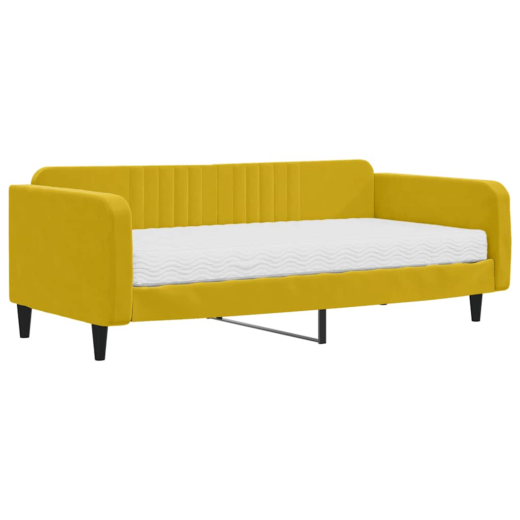 Divano Letto con Materasso Giallo 100x200 cm in Velluto | homemem39