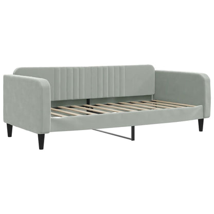 Divano Letto con Materasso Grigio Chiaro 90x190 cm in Velluto | homemem39