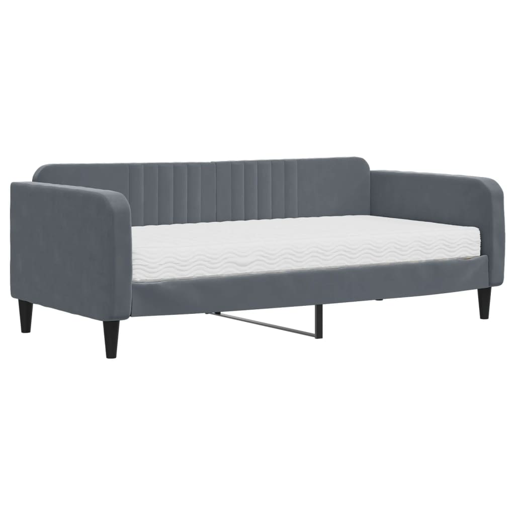 Divano Letto con Materasso Grigio Scuro 90x190 cm in Velluto | homemem39