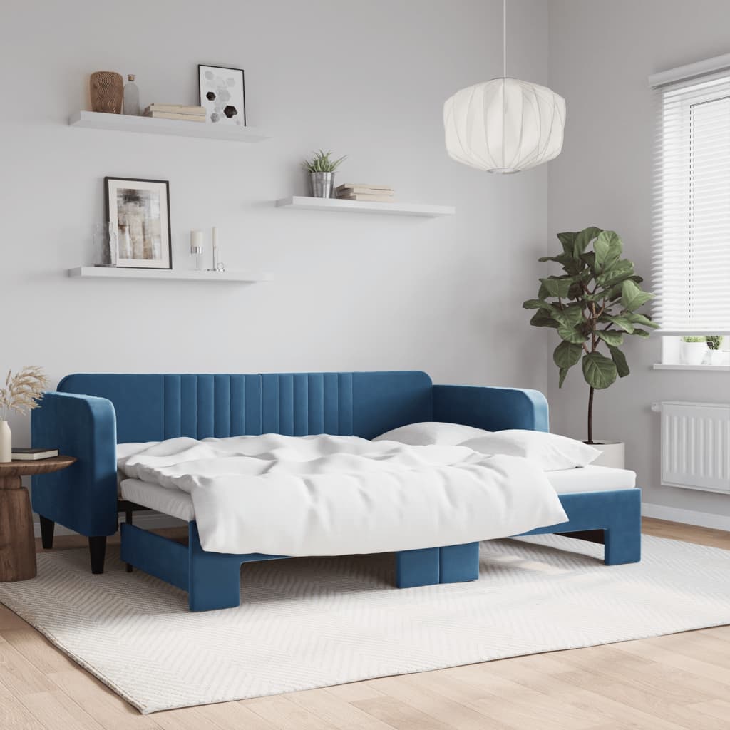 Divano Letto con Letto Estraibile Blu 80x200 cm in Velluto - homemem39