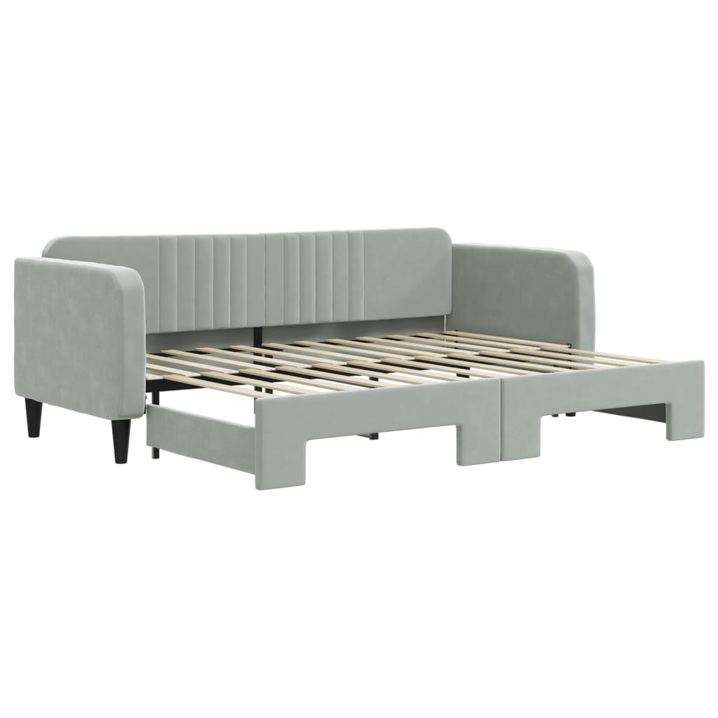 Divano Letto con Letto Estraibile Grigio Chiaro 80x200 Velluto - homemem39