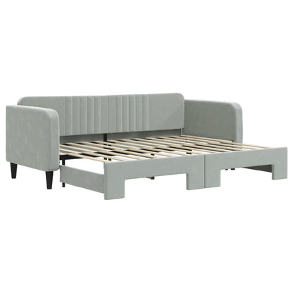 Divano Letto con Letto Estraibile Grigio Chiaro 80x200 Velluto - homemem39