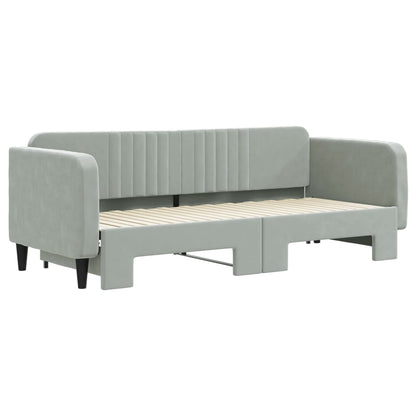 Divano Letto con Letto Estraibile Grigio Chiaro 80x200 Velluto - homemem39