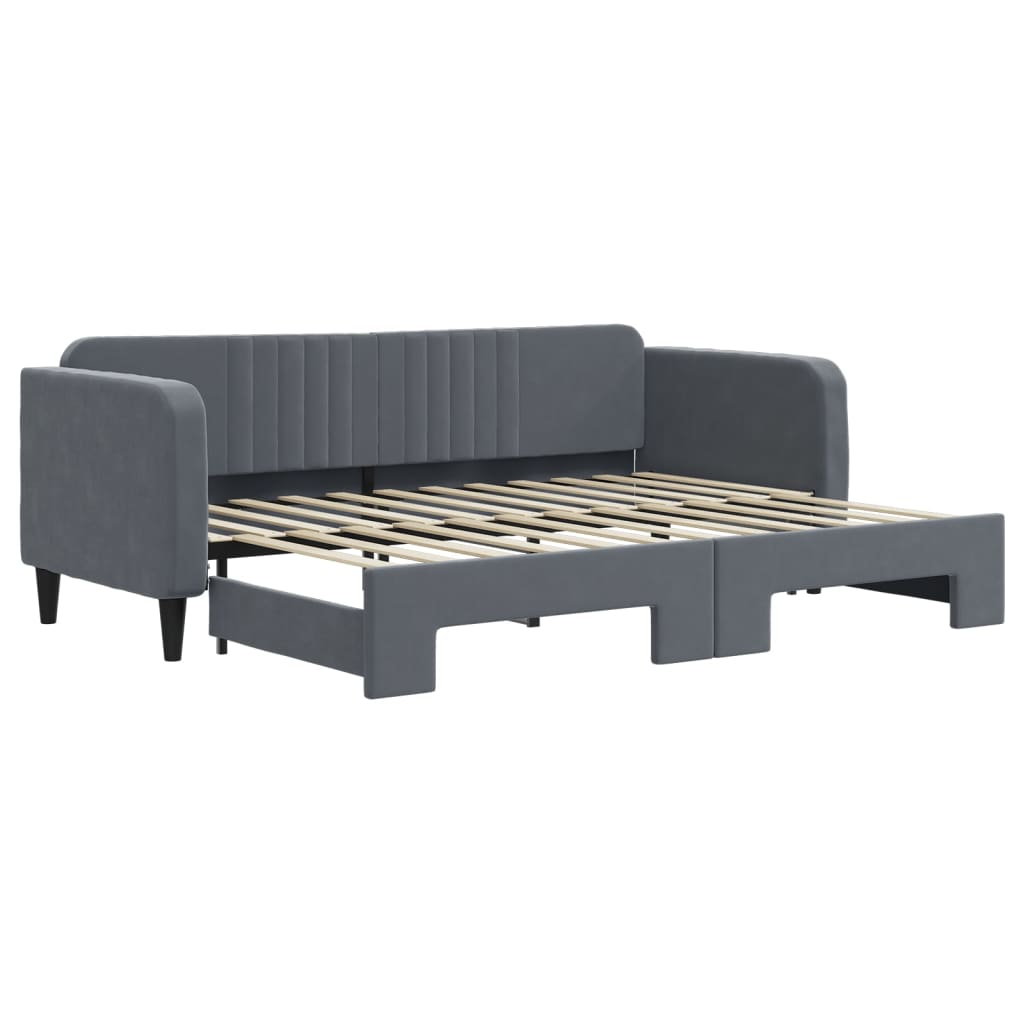 Divano Letto con Letto Estraibile Grigio Scuro 80x200cm Velluto - homemem39