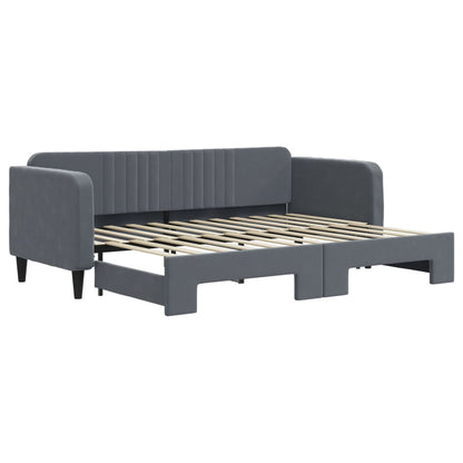 Divano Letto con Letto Estraibile Grigio Scuro 80x200cm Velluto - homemem39