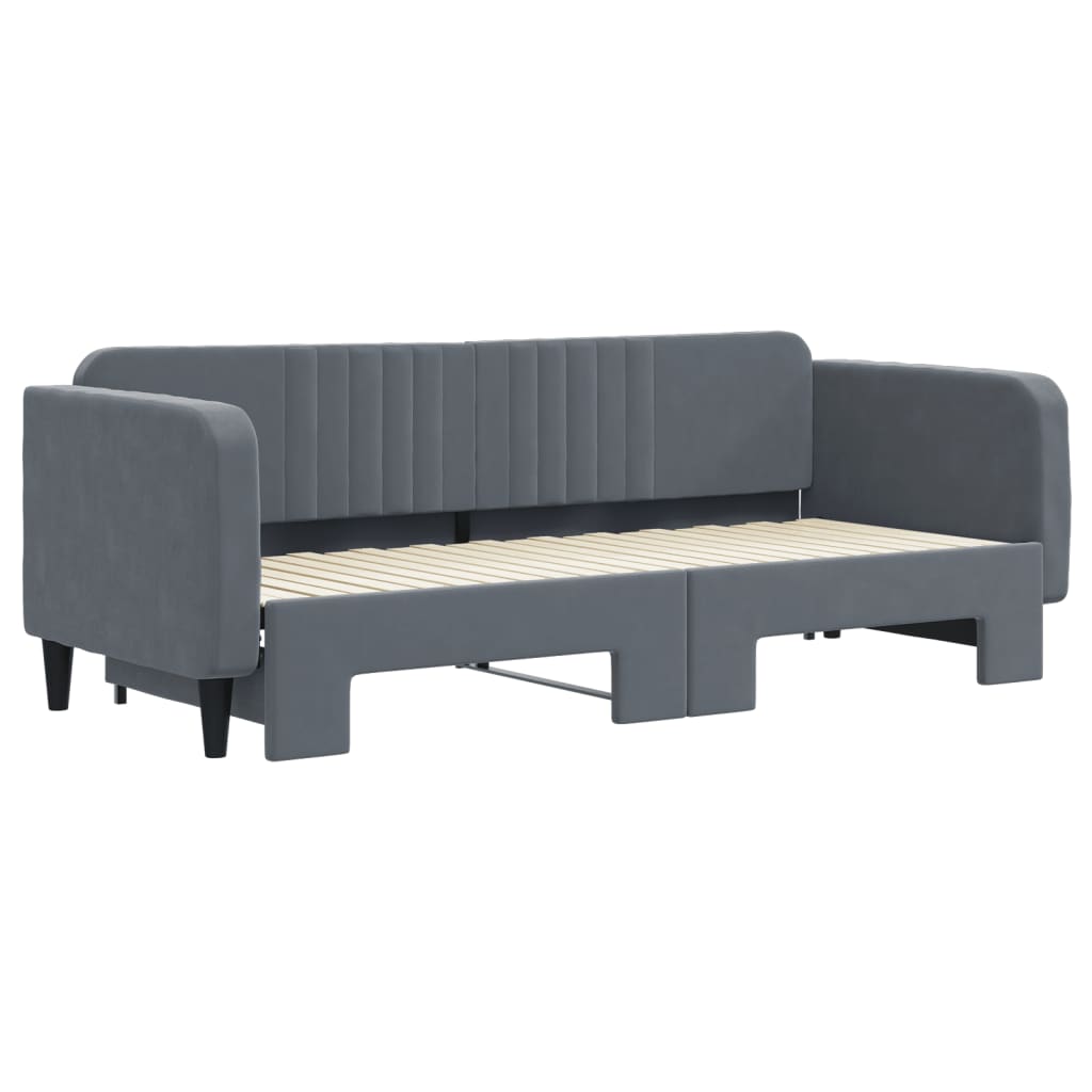 Divano Letto con Letto Estraibile Grigio Scuro 80x200cm Velluto - homemem39
