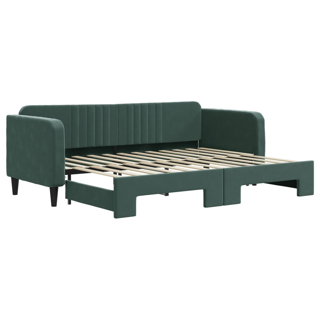 Divano Letto con Letto Estraibile Verde Scuro 80x200cm Velluto - homemem39
