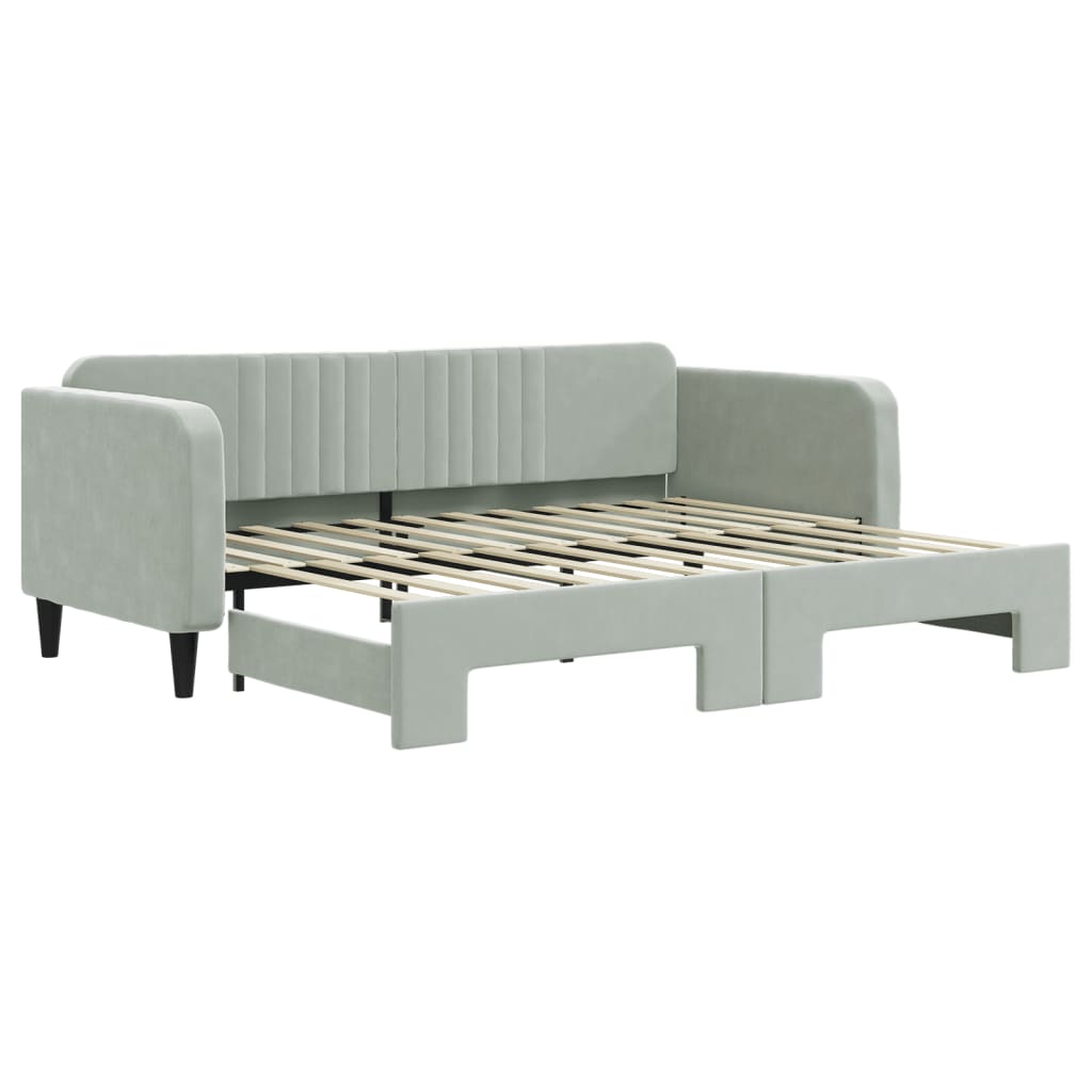 Divano Letto con Letto Estraibile Grigio Chiaro 90x200 Velluto - homemem39