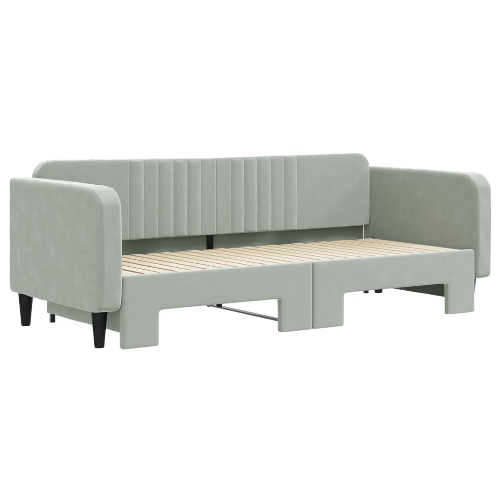 Divano Letto con Letto Estraibile Grigio Chiaro 90x200 Velluto - homemem39
