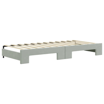 Divano Letto con Letto Estraibile Grigio Chiaro 90x200 Velluto - homemem39
