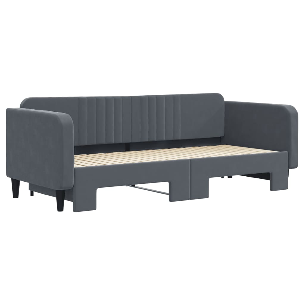 Divano Letto con Letto Estraibile Grigio Scuro 90x200cm Velluto - homemem39