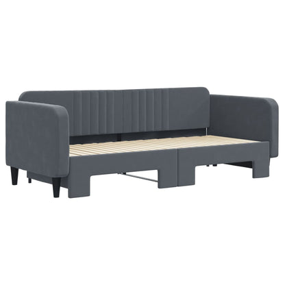 Divano Letto con Letto Estraibile Grigio Scuro 90x200cm Velluto - homemem39