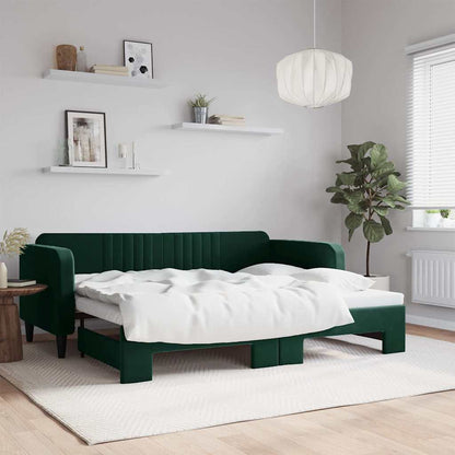Divano Letto con Letto Estraibile Verde Scuro 90x200cm Velluto | homemem39