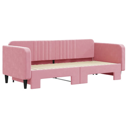 Divano Letto con Letto Estraibile Rosa 90x200 cm in Velluto - homemem39