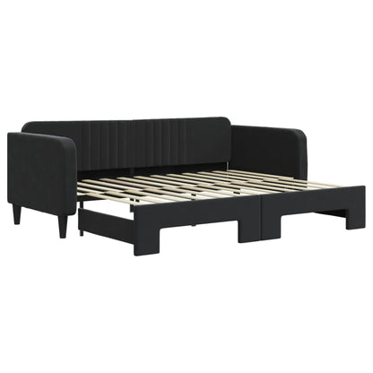 Divano Letto con Letto Estraibile Nero 90x200 cm in Velluto - homemem39