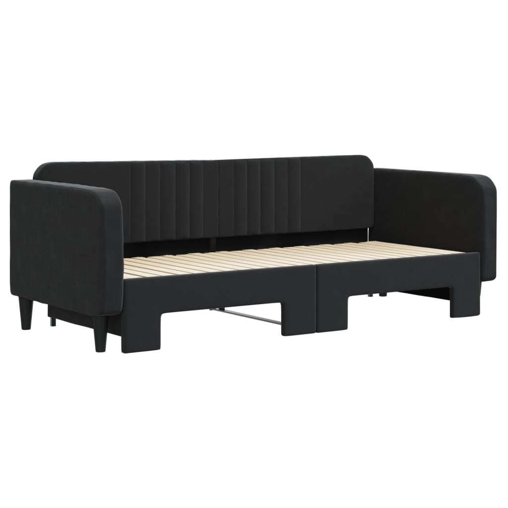Divano Letto con Letto Estraibile Nero 90x200 cm in Velluto - homemem39
