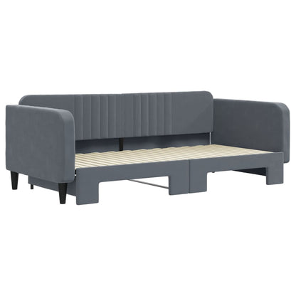 Divano Letto con Letto Estraibile Grigio Scuro 100x200 Velluto - homemem39