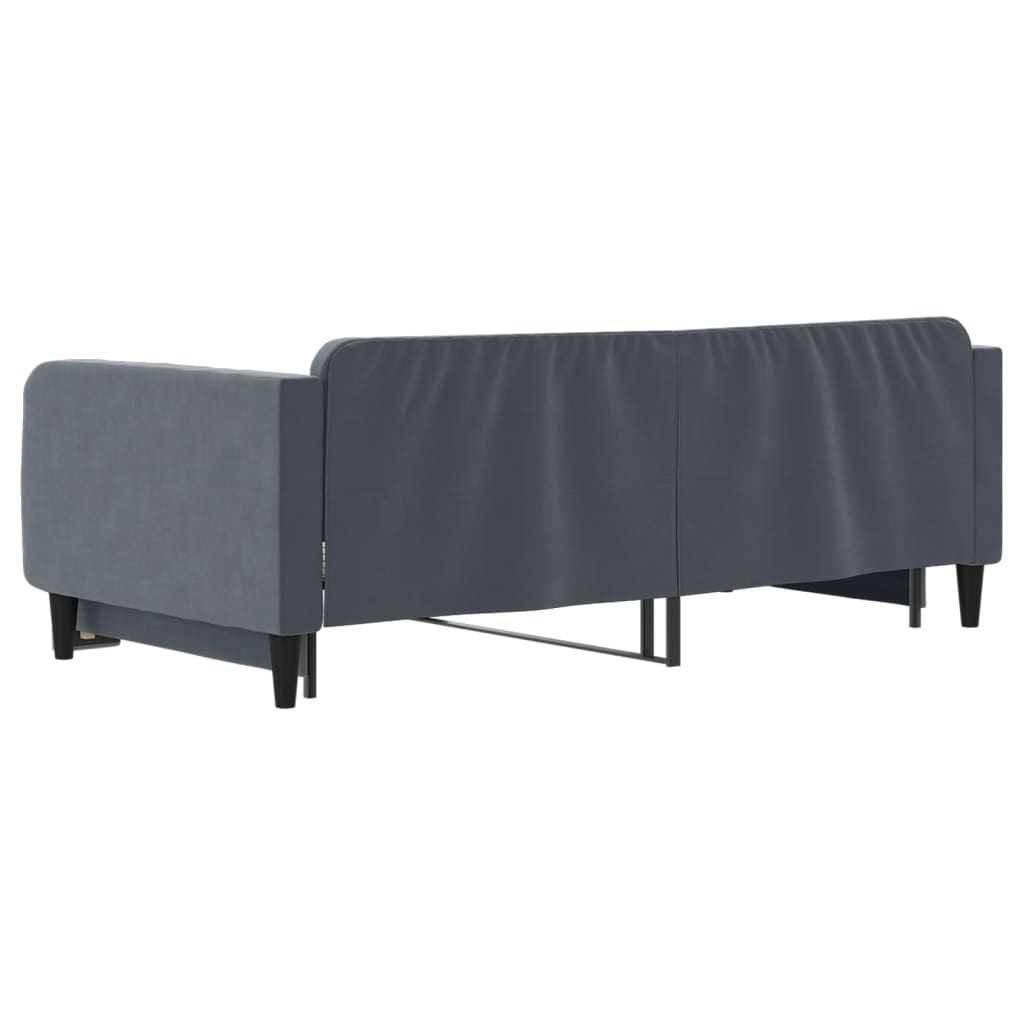Divano Letto con Letto Estraibile Grigio Scuro 100x200 Velluto - homemem39