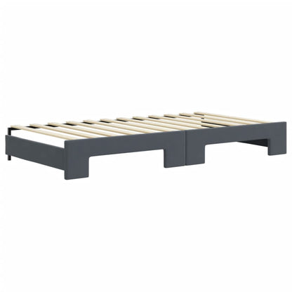 Divano Letto con Letto Estraibile Grigio Scuro 100x200 Velluto - homemem39