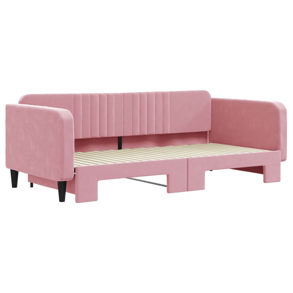 Divano Letto con Letto Estraibile Rosa 100x200 cm in Velluto