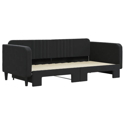 Divano Letto con Letto Estraibile Nero 100x200 cm in Velluto - homemem39
