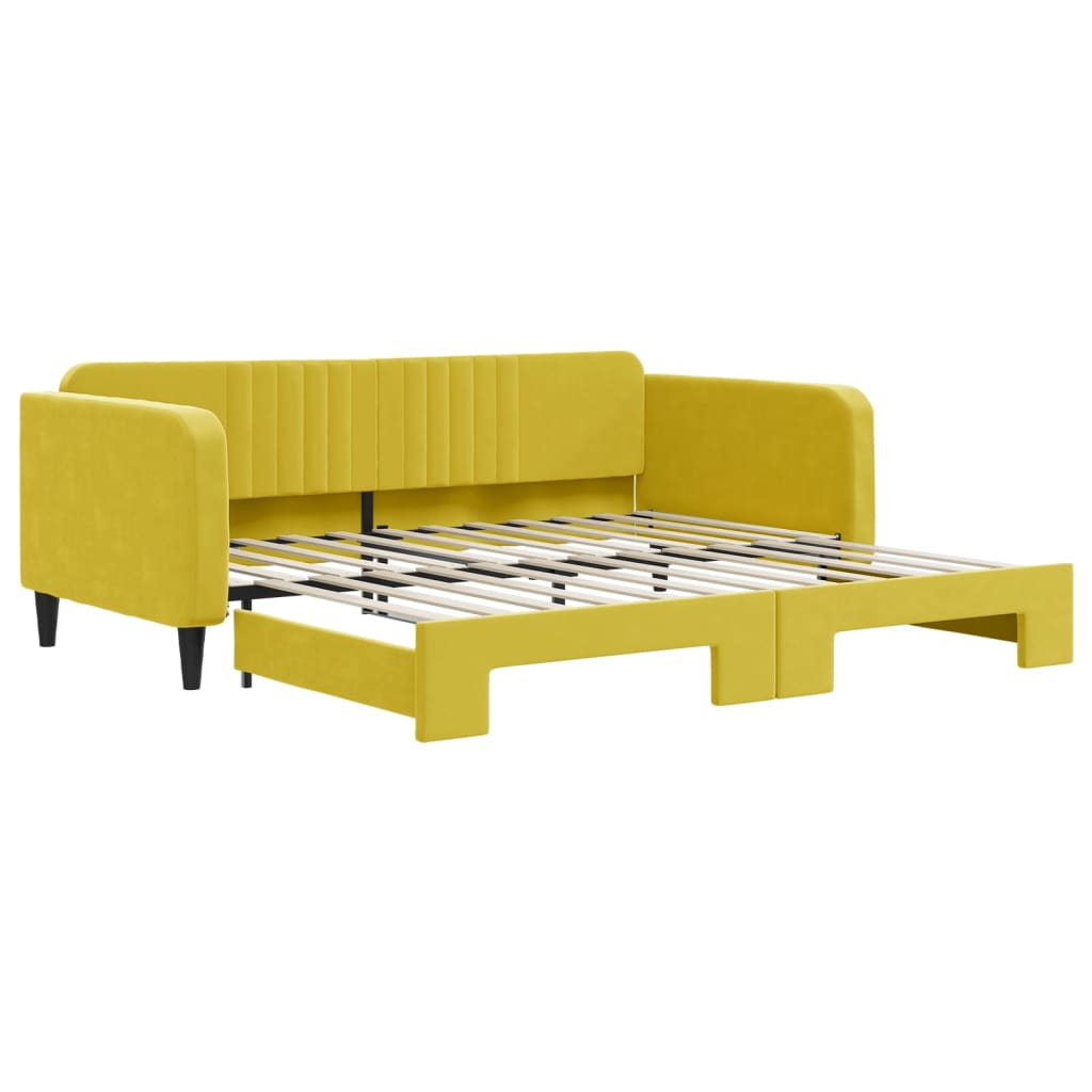 Divano Letto con Letto Estraibile Giallo 100x200 cm in Velluto - homemem39