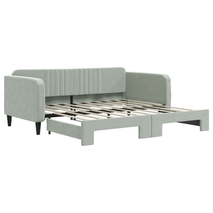 Divano Letto con Letto Estraibile Grigio Chiaro 90x190 Velluto | homemem39
