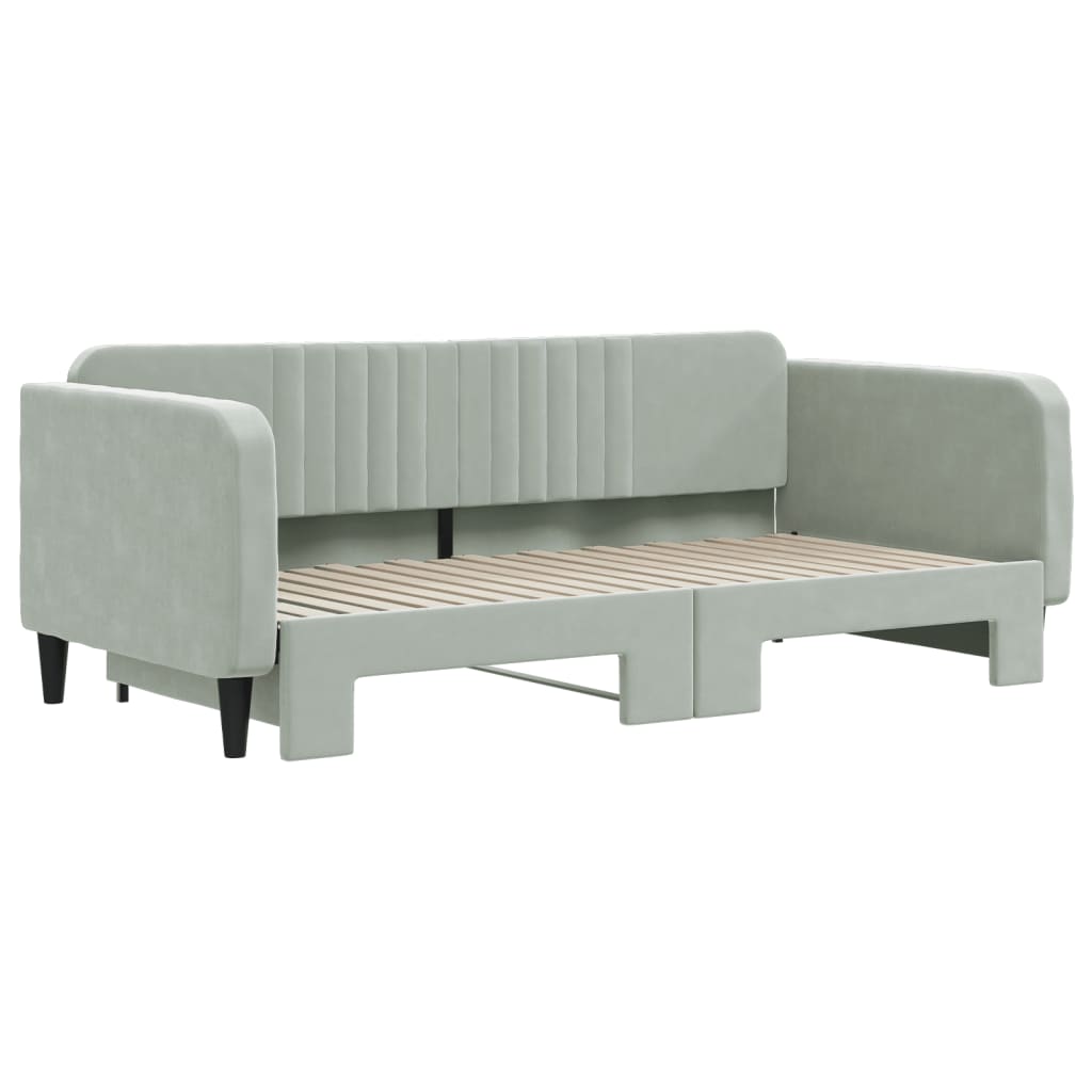 Divano Letto con Letto Estraibile Grigio Chiaro 90x190 Velluto | homemem39