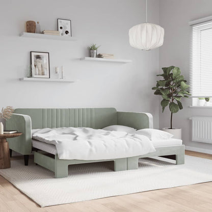 Divano Letto con Letto Estraibile Grigio Chiaro 90x190 Velluto | homemem39
