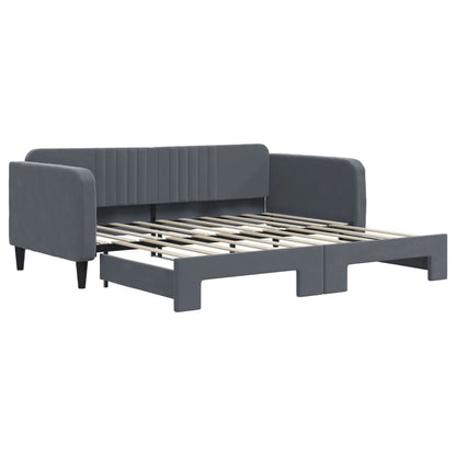 Divano Letto con Letto Estraibile Grigio Scuro 90x190cm Velluto | homemem39
