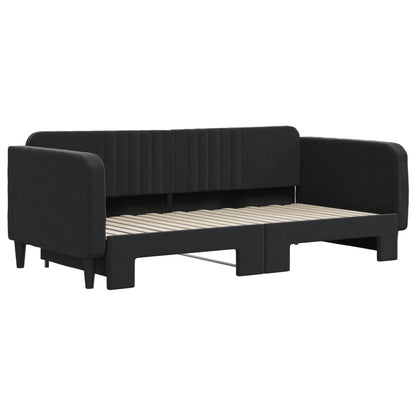 Divano Letto con Letto Estraibile Nero 90x190 cm in Velluto - homemem39