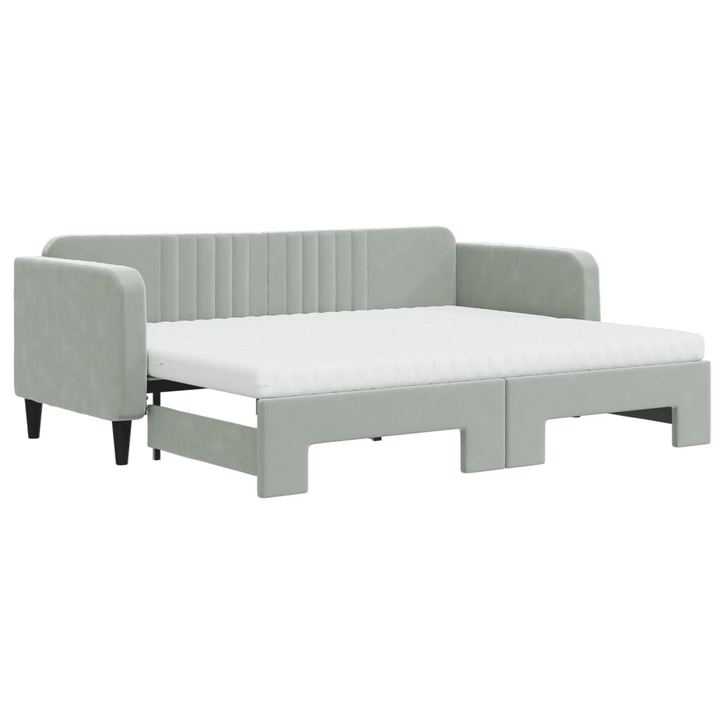 Divano Letto Estraibile Materassi Grigio Chiaro 80x200 Velluto - homemem39