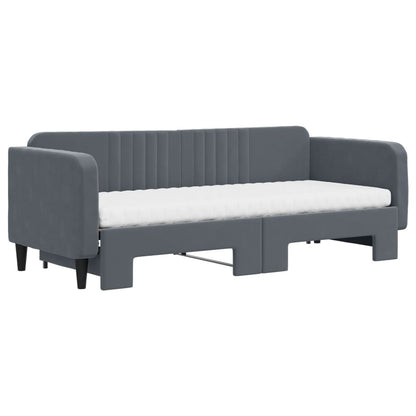 Divano Letto Estraibile Materassi Grigio Scuro 80x200cm Velluto - homemem39