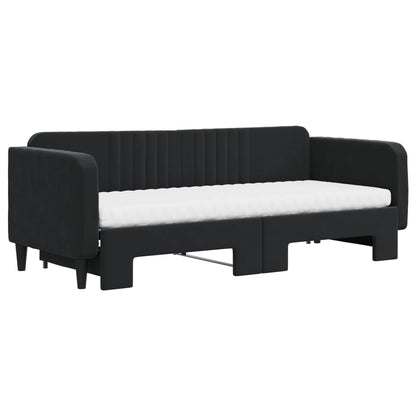 Divano Letto Estraibile con Materassi Nero 80x200 cm Velluto | homemem39