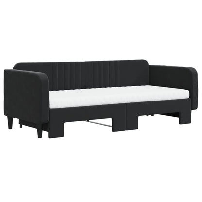 Divano Letto Estraibile con Materassi Nero 90x200 cm Velluto