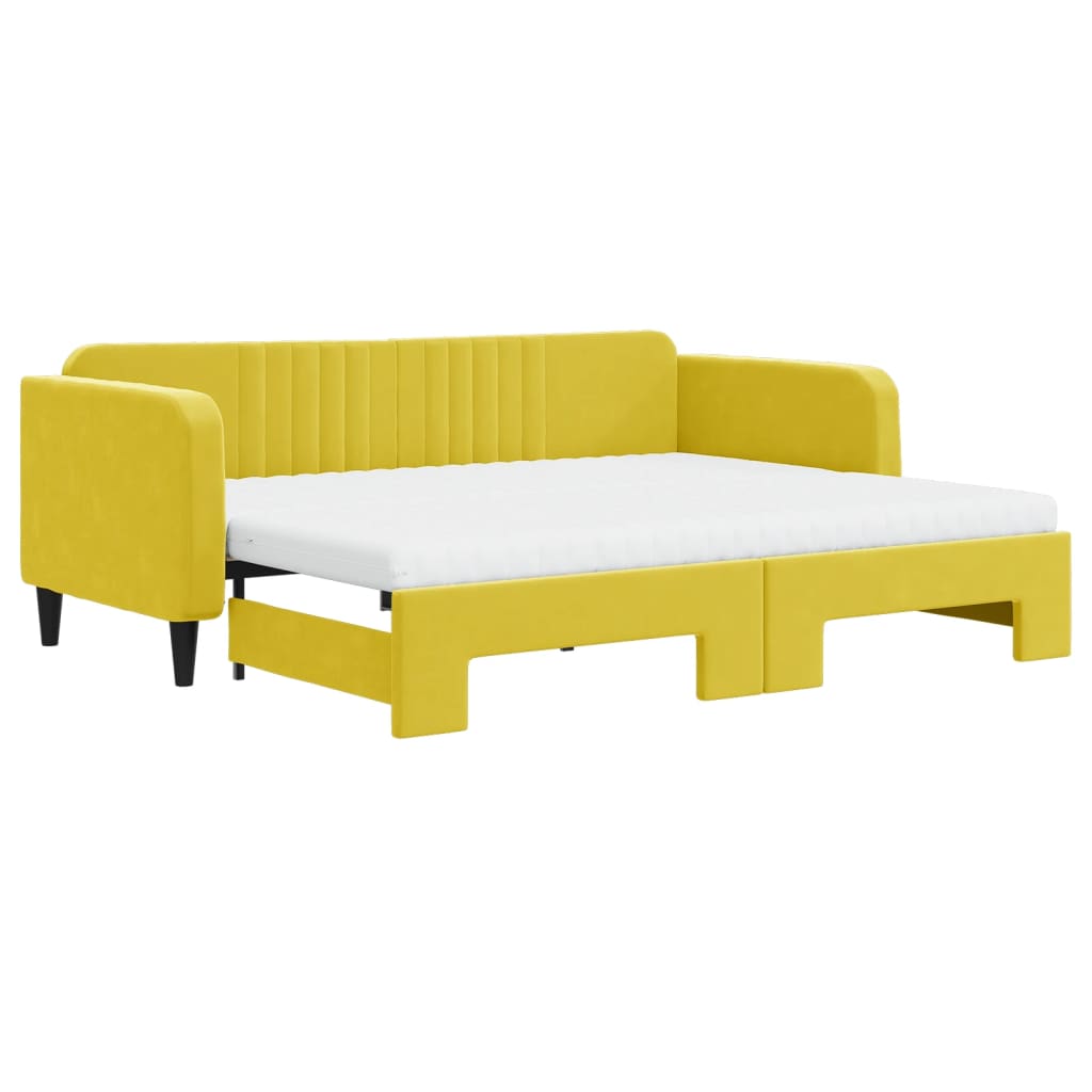 Divano Letto Estraibile con Materassi Giallo 90x200 cm Velluto