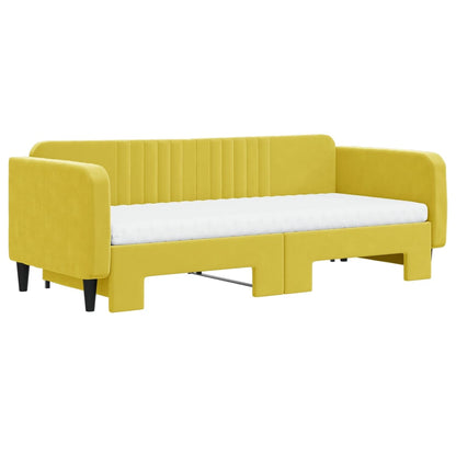Divano Letto Estraibile con Materassi Giallo 90x200 cm Velluto