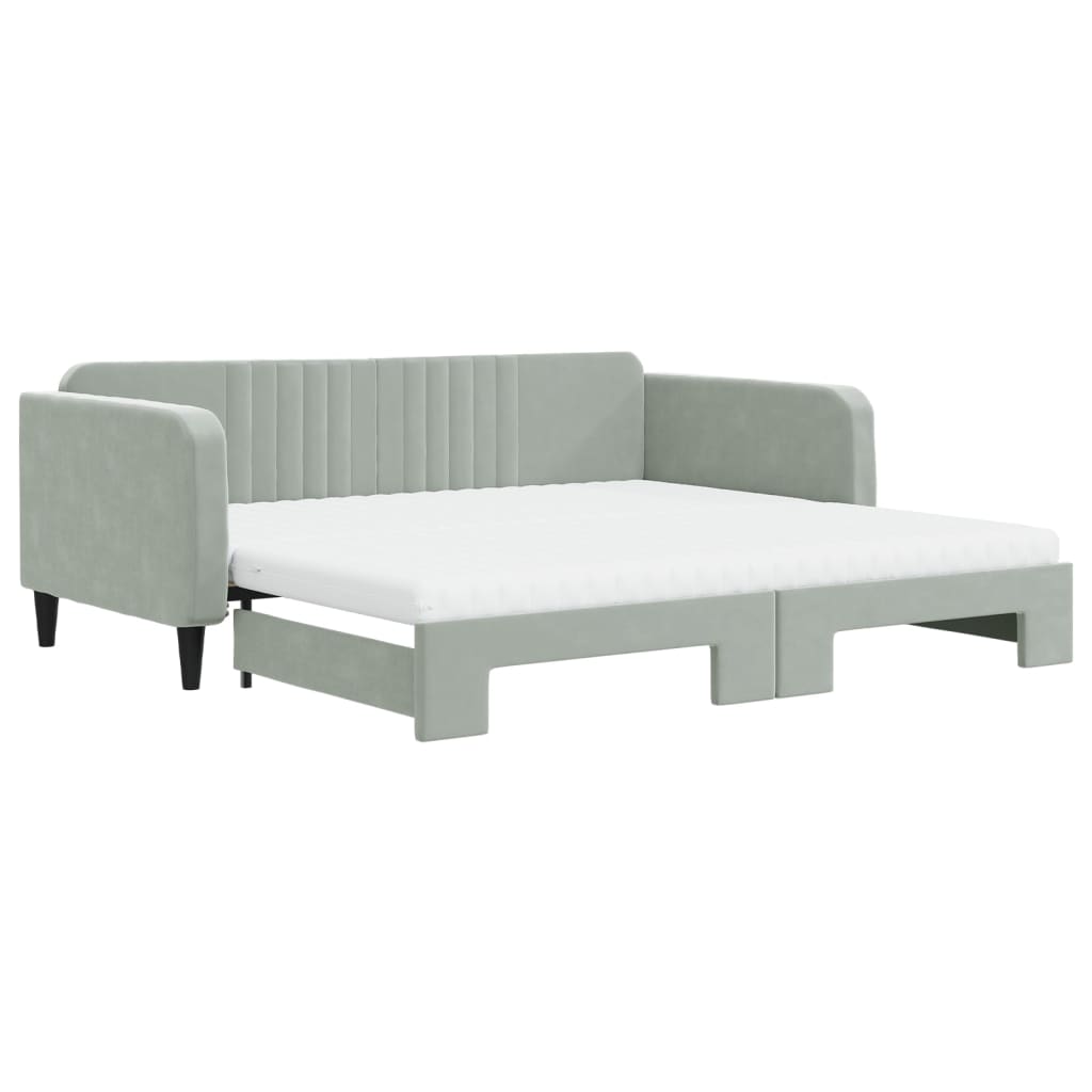 Divano Letto Estraibile Materassi Grigio Chiaro 100x200 Velluto - homemem39